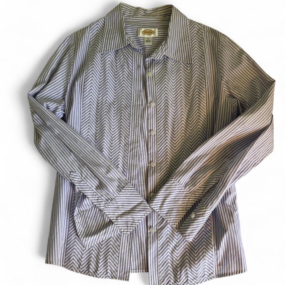 Vintage 00s Talbots Blue and White Pinstriped Shirt
